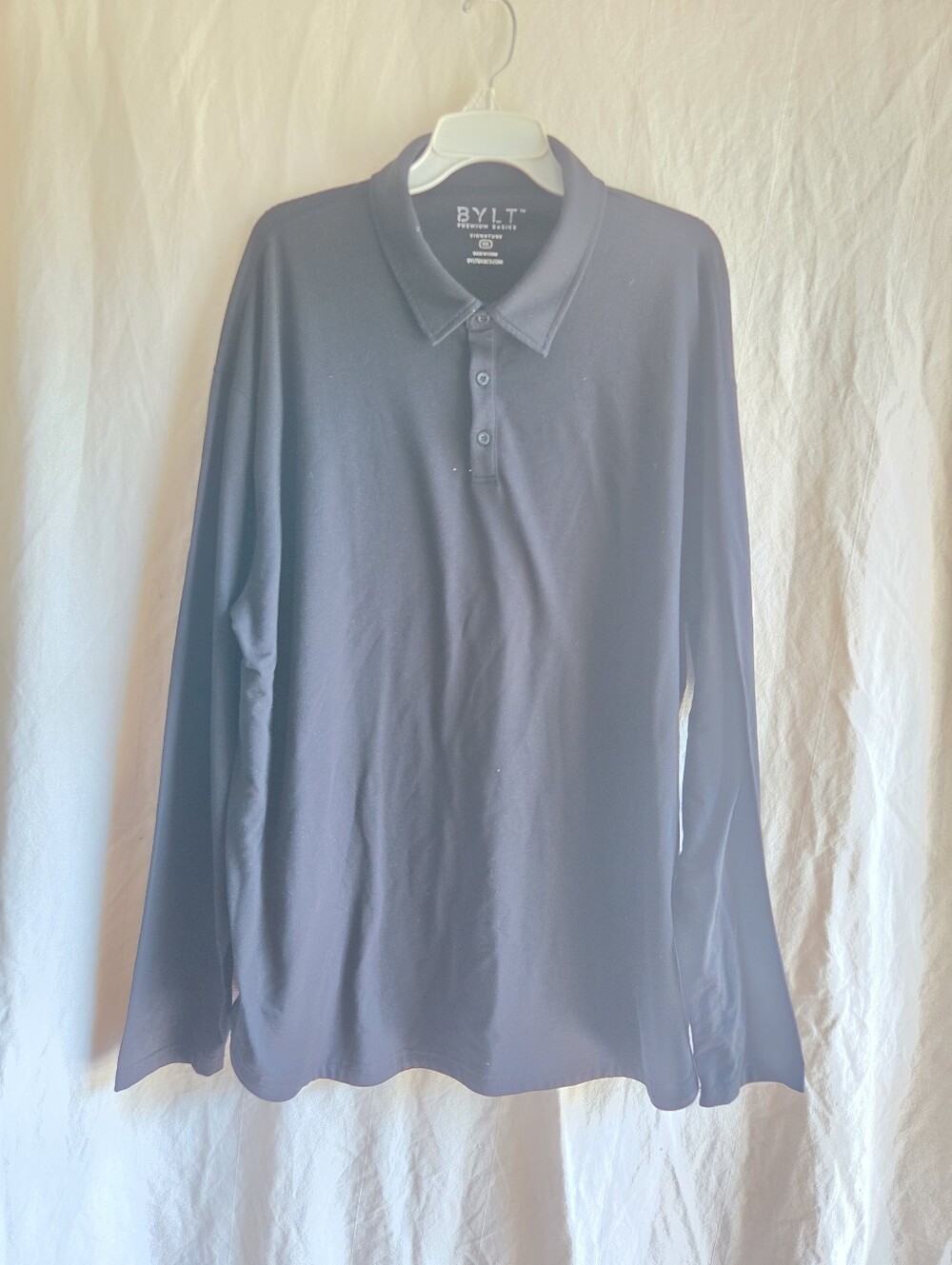 BYLT Signature Long Sleeve Polo Mens Size 3XL Athleisure Relaxed Preppy